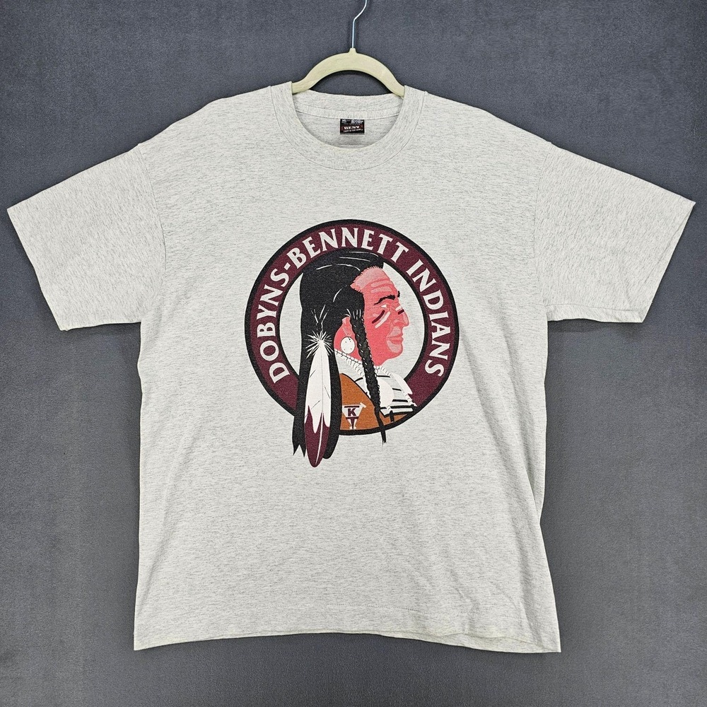 Vintage Dobyns-Bennett Indians Shirt Mens XL Gray Fruit Of The Loom USA Tee‎